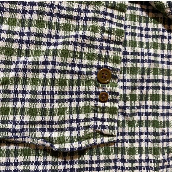 Vintage 90s Abercrombie & Fitch Button Down Green Blue Plaid Check Muscle Large - Picture 7 of 11